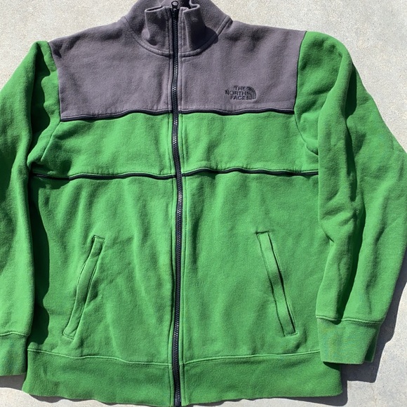 Vintage North Face-Men’s Lg.-Full Zip-Sweatshirt-Green with Gray Collar EUC - Picture 5 of 10